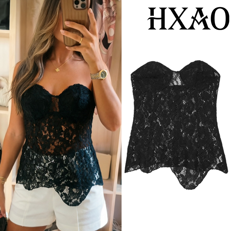 Strapless Bra Backless - HXAO Corset Tube Top Femme Noir